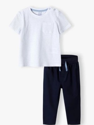 Zdjęcie produktu Bawełniany komplet niemowlęcy - t-shirt i granatowe spodnie 5.10.15.