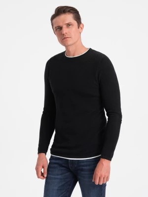 Zdjęcie produktu Bawełniany sweter męski z okrągłym dekoltem - czarny V1 OM-SWSW-0103
 -                                    XXL