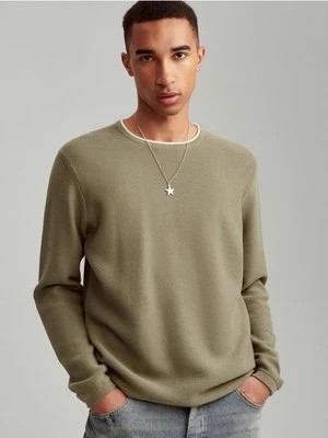 Zdjęcie produktu Bawełniany sweter z okrągłym dekoltem zielony House