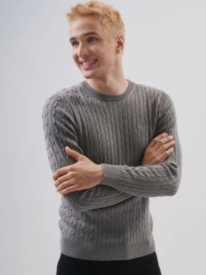Zdjęcie produktu Bawełniany szary sweter męski OCHNIK