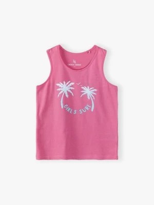Zdjęcie produktu Bawełniany T-shirt bez rękawów z miękką grafiką dla dziewczynki - różowy Lincoln & Sharks by 5.10.15.
