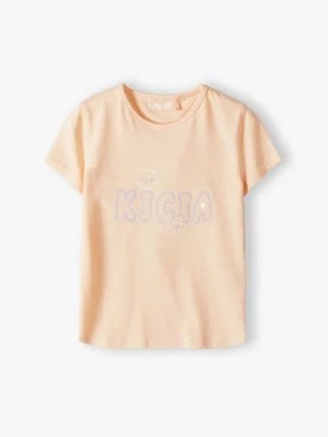 Zdjęcie produktu Bawełniany t-shirt z brokatowym napisem - Kicia - 5.10.15.