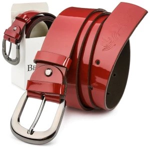 Zdjęcie produktu Beltimore skórzany damski pasek do spodni 4 cm czerwony A71 czerwony r.80-95 cm Merg