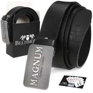 Zdjęcie produktu Beltimore skórzany pasek męski czarny szeroki premium czarny r.85-100 cm Merg