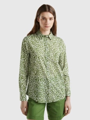 Zdjęcie produktu Benetton, 100% Cotton Patterned Shirt, size M, Green, Women United Colors of Benetton