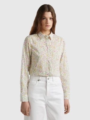 Zdjęcie produktu Benetton, 100% Cotton Patterned Shirt, size XXS, White, Women United Colors of Benetton