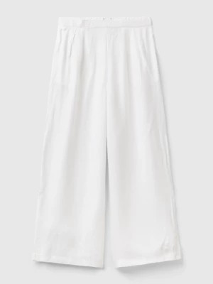 Zdjęcie produktu Benetton, 100% Viscose Palazzo Trousers, size XL, White, Kids United Colors of Benetton
