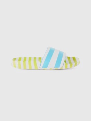 Zdjęcie produktu Benetton, Acid Green, Light Blue And White Striped Slippers, size 34, Multi-color, Kids United Colors of Benetton