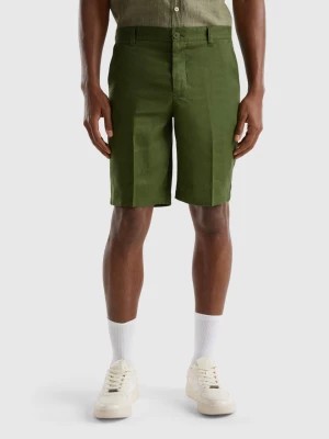 Zdjęcie produktu Benetton, Bermudas In Pure Linen, size 48, Military Green, Men United Colors of Benetton