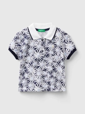 Zdjęcie produktu Benetton, Blue Polo Shirt With Floral Print, size 110, Blue, Kids United Colors of Benetton