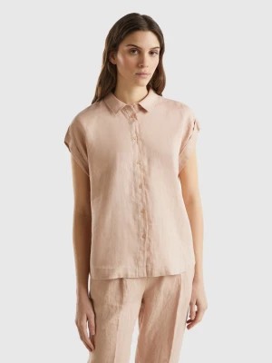 Zdjęcie produktu Benetton, Boxy Fit Shirt In Pure Linen, size L, Nude, Women United Colors of Benetton
