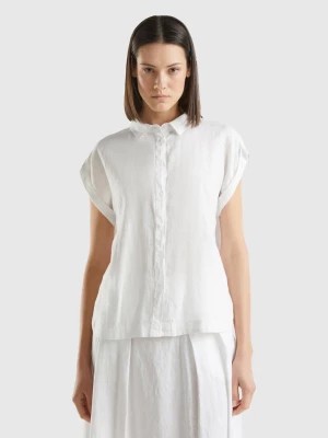 Zdjęcie produktu Benetton, Boxy Fit Shirt In Pure Linen, size L, White, Women United Colors of Benetton