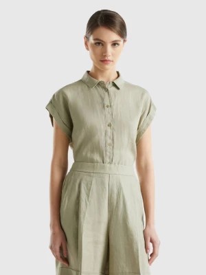 Zdjęcie produktu Benetton, Boxy Fit Shirt In Pure Linen, size XL, Light Green, Women United Colors of Benetton