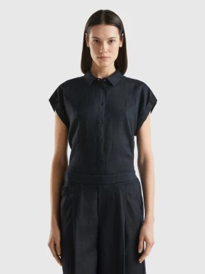 Zdjęcie produktu Benetton, Boxy Fit Shirt In Pure Linen, size XS, Black, Women United Colors of Benetton