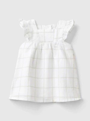 Zdjęcie produktu Benetton, Check Dress In Linen Blend, size 68, White, Kids United Colors of Benetton