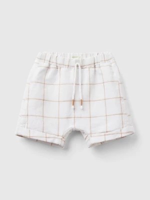 Zdjęcie produktu Benetton, Check Shorts In Linen Blend, size 62, White, Kids United Colors of Benetton