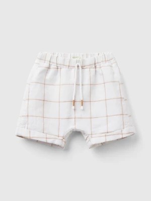 Zdjęcie produktu Benetton, Check Shorts In Linen Blend, size 68, White, Kids United Colors of Benetton