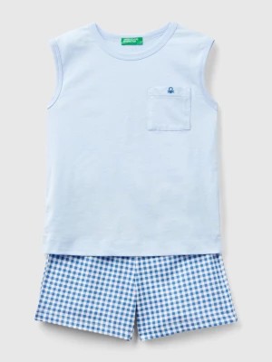 Zdjęcie produktu Benetton, Check Tank Top And Shorts Pyjamas, size 90, Sky Blue, Kids United Colors of Benetton