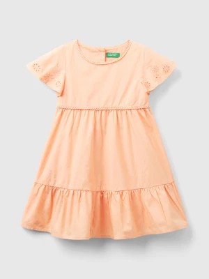 Zdjęcie produktu Benetton, Dress With Embroidery And Frill, size 116, Peach, Kids United Colors of Benetton