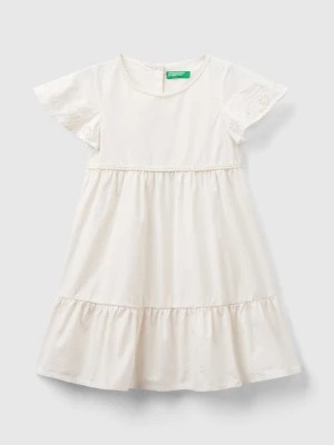 Zdjęcie produktu Benetton, Dress With Embroidery And Frill, size 98, Creamy White, Kids United Colors of Benetton