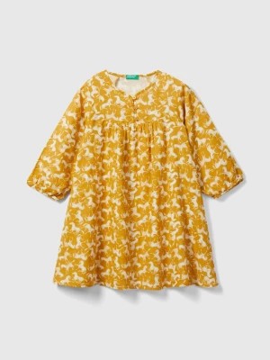 Zdjęcie produktu Benetton, Dress With Horse Print, size 2XL, Mustard, Kids United Colors of Benetton