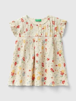 Zdjęcie produktu Benetton, Floral Blouse With Rouches, size 3XL, Creamy White, Kids United Colors of Benetton