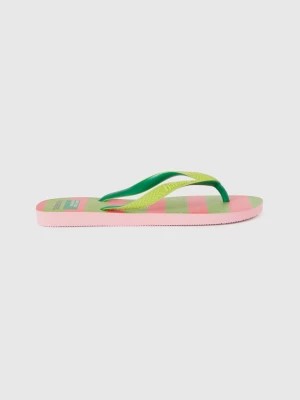 Zdjęcie produktu Benetton, Havaianas Flip Flops With Pink And Light Green Stripes, size 37-38, Multi-color, Women United Colors of Benetton