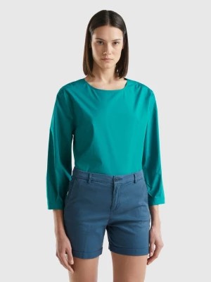 Zdjęcie produktu Benetton, Lightweight Cotton Blouse, size XL, Teal, Women United Colors of Benetton