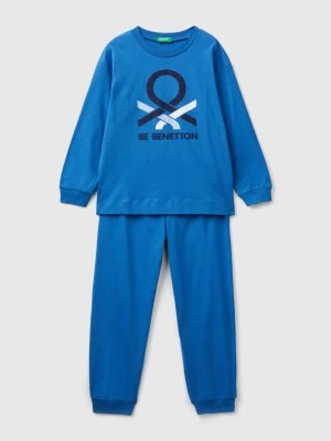 Zdjęcie produktu Benetton, Long Blue Pyjamas With Logo Print, size 2XL, Blue, Kids United Colors of Benetton