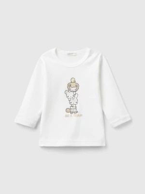 Zdjęcie produktu Benetton, Long Sleeve 100% Organic Cotton T-shirt, size 50, White, Kids United Colors of Benetton