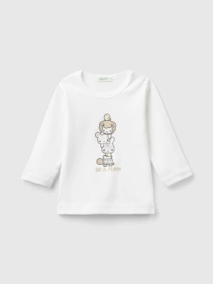 Zdjęcie produktu Benetton, Long Sleeve 100% Organic Cotton T-shirt, size 74, White, Kids United Colors of Benetton