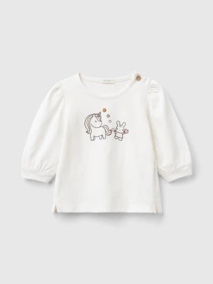 Zdjęcie produktu Benetton, Long Sleeve Organic Cotton T-shirt, size 50, Creamy White, Kids United Colors of Benetton