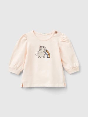 Zdjęcie produktu Benetton, Long Sleeve Organic Cotton T-shirt, size 50, Soft Pink, Kids United Colors of Benetton