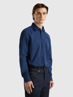 Zdjęcie produktu Benetton, Micro Patterned Denim Shirt, size XXL, Blue, Men United Colors of Benetton