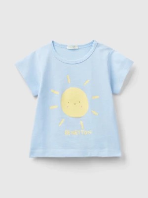 Zdjęcie produktu Benetton, Organic Cotton T-shirt With Print, size 82, Sky Blue, Kids United Colors of Benetton