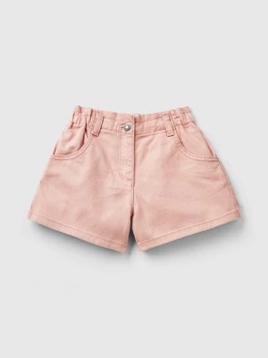 Zdjęcie produktu Benetton, Paperbag Shorts In Stretch Cotton, size 110, Pastel Pink, Kids United Colors of Benetton