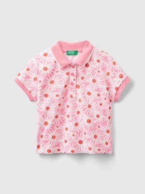 Zdjęcie produktu Benetton, Pink Polo Shirt With Floral Print, size 90, Pink, Kids United Colors of Benetton