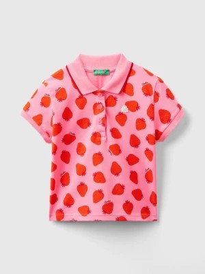 Zdjęcie produktu Benetton, Pink Polo With Strawberry Pattern, size 90, Pink, Kids United Colors of Benetton