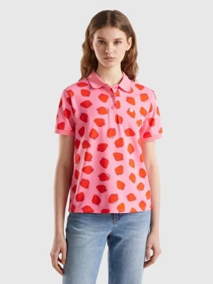 Zdjęcie produktu Benetton, Pink Polo With Strawberry Pattern, size L, Pink, Women United Colors of Benetton
