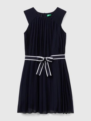 Zdjęcie produktu Benetton, Pleated Dress With Belt, size 2XL, Dark Blue, Kids United Colors of Benetton