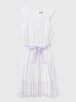 Zdjęcie produktu Benetton, Pleated Dress With Belt, size 3XL, White, Kids United Colors of Benetton