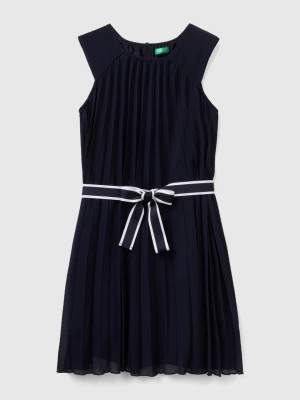 Zdjęcie produktu Benetton, Pleated Dress With Belt, size S, Dark Blue, Kids United Colors of Benetton