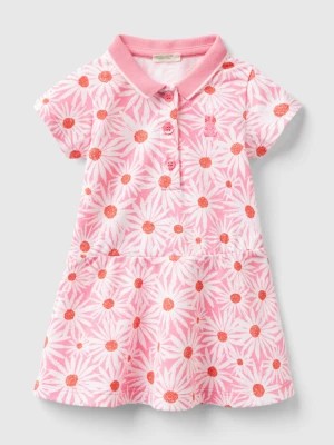 Zdjęcie produktu Benetton, Polo-style Dress With Floral Print, size 74, Soft Pink, Kids United Colors of Benetton