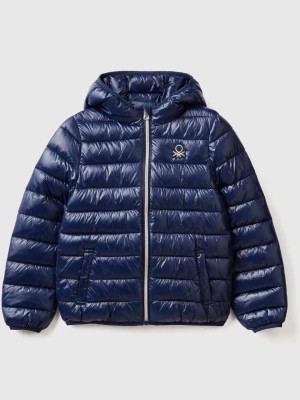 Zdjęcie produktu Benetton, Puffer Jacket With Hood, size S, Dark Blue, Kids United Colors of Benetton