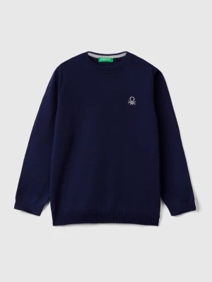 Zdjęcie produktu Benetton, Regular Fit Sweater In 100% Cotton, size 104, Dark Blue, Kids United Colors of Benetton