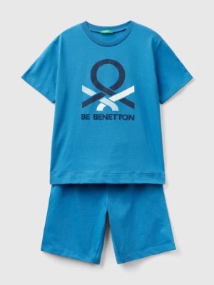 Zdjęcie produktu Benetton, Short Blue Pyjamas With Logo, size M, Blue, Kids United Colors of Benetton