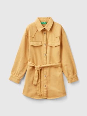 Zdjęcie produktu Benetton, Short Shirt Dress With Sash, size M, Camel, Kids United Colors of Benetton
