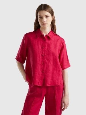 Zdjęcie produktu Benetton, Short Shirt In Pure Linen, size M, Cyclamen, Women United Colors of Benetton