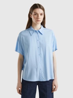 Zdjęcie produktu Benetton, Short Sleeve Shirt In Sustainable Viscose, size M, Sky Blue, Women United Colors of Benetton