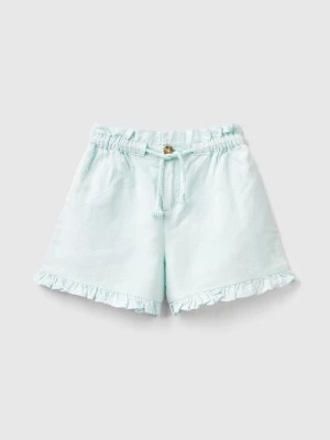 Zdjęcie produktu Benetton, Shorts With Drawstring In Linen Blend, size 98, Aqua, Kids United Colors of Benetton